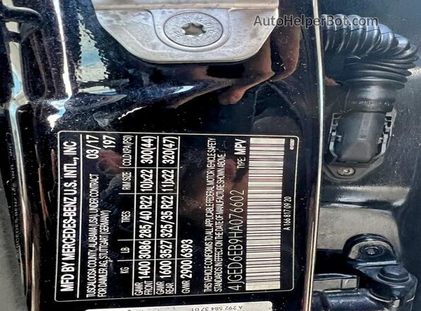 4JGED6EB9HA076602 2017 MERCEDES-BENZ GLE Черный Вид задней части салона