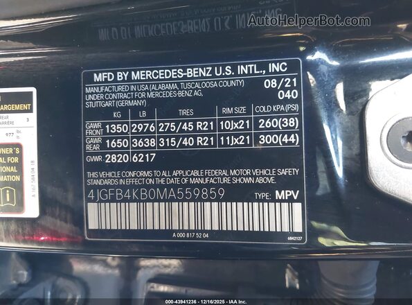 4JGFB4KB0MA559859 2021 MERCEDES-BENZ GLE 350 Black Widok komory silnika