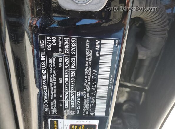 4JGFB4KB7LA061799 2020 MERCEDES-BENZ GLE Black Панорамний вид салону 360°