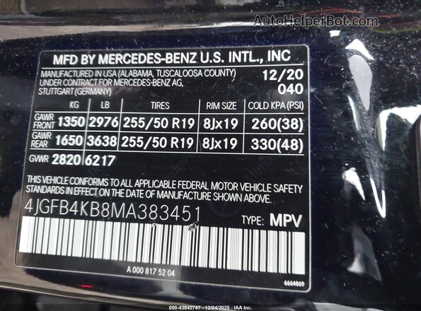 4JGFB4KB8MA383451 2021 MERCEDES-BENZ GLE 350 Black Widok komory silnika