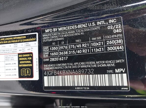 4JGFB4KBXNA689732 2022 MERCEDES-BENZ GLE 350 Black Vista del compartimento del motor