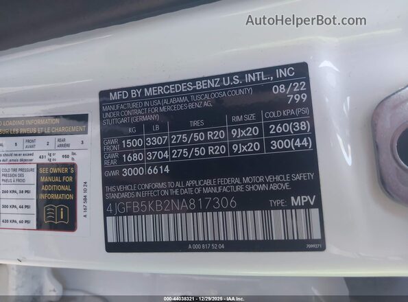 4JGFB5KB2NA817306 2022 MERCEDES-BENZ GLE 450 Белый Вид подкапотного пространства