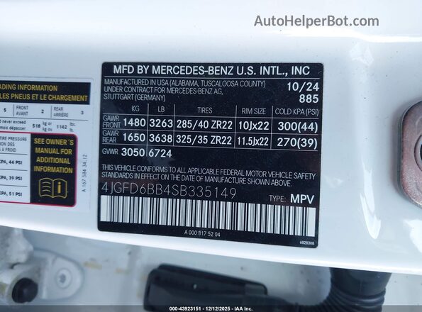 4JGFD6BB4SB335149 2025 MERCEDES-BENZ AMG GLE 53 COUPE Белый Вид подкапотного пространства