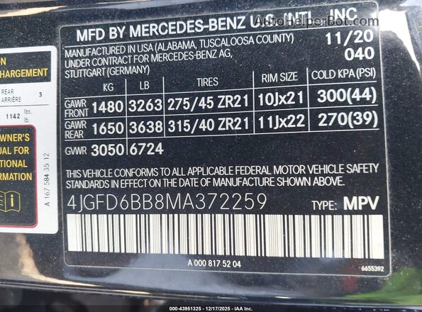 4JGFD6BB8MA372259 2021 MERCEDES-BENZ AMG GLE 53 COUPE Black Vista del compartimento del motor