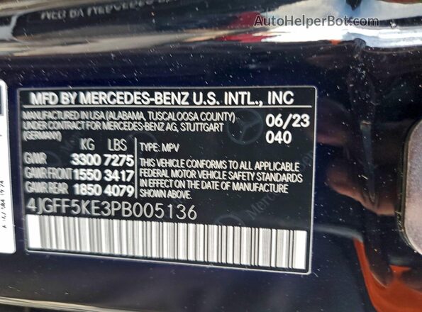 4JGFF5KE3PB005136 2023 MERCEDES-BENZ GLS Черный Вид наклейки с VIN-кодом
