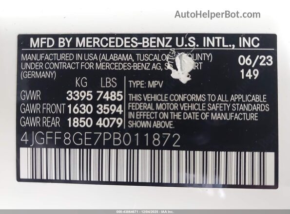 4JGFF8GE7PB011872 2023 MERCEDES-BENZ GLS 580 White Widok komory silnika
