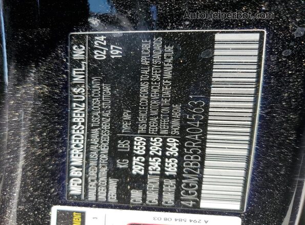 4JGGM2BB5RA045631 2024 MERCEDES-BENZ EQE Черный Вид наклейки с VIN-кодом