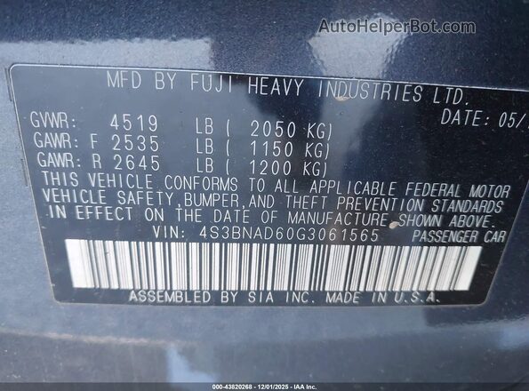 4S3BNAD60G3061565 2016 SUBARU LEGACY Gray Widok komory silnika