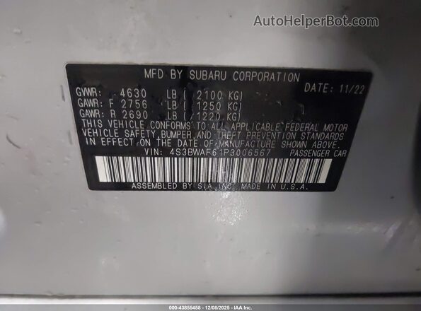 4S3BWAF61P3006567 2023 SUBARU LEGACY Light Blue Вид подкапотного пространства