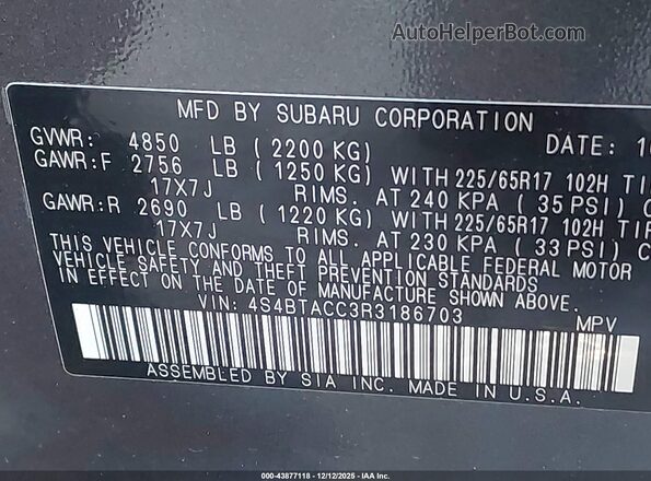 4S4BTACC3R3186703 2024 SUBARU OUTBACK Gray Vista del compartimento del motor