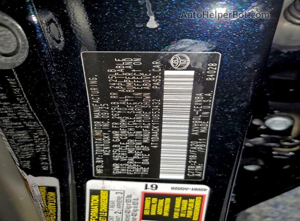 4T1DAACK1TU653432 2026 TOYOTA CAMRY Black Vista del compartimento del motor