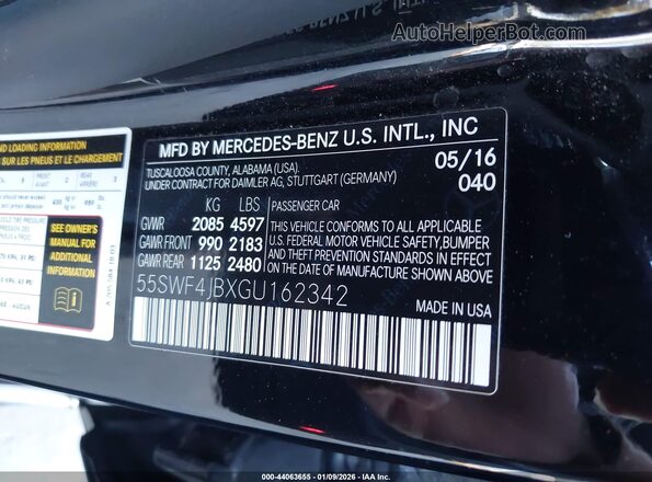 55SWF4JBXGU162342 2016 MERCEDES-BENZ C-CLASS Black Vista del compartimento del motor
