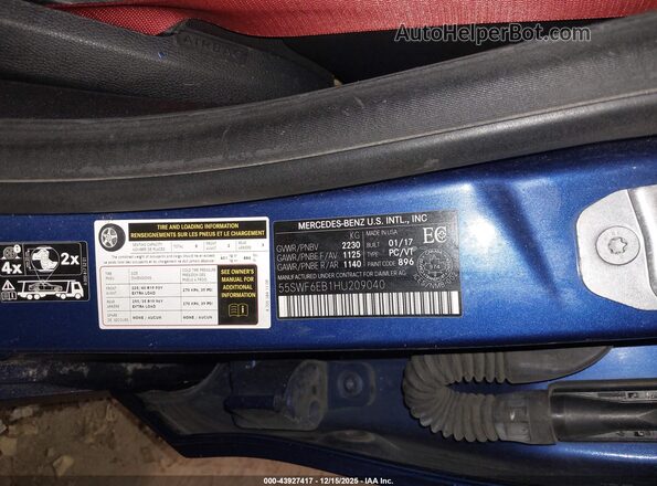 55SWF6EB1HU209040 2017 MERCEDES-BENZ AMG C 43 Blue Widok komory silnika