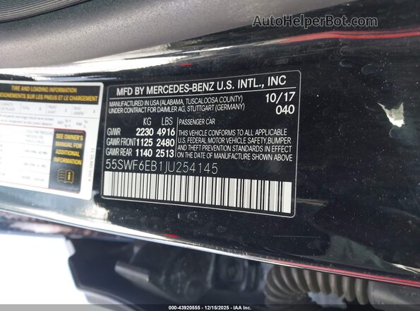 55SWF6EB1JU254145 2018 MERCEDES-BENZ AMG C 43 Black Widok komory silnika