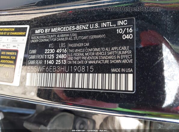 55SWF6EB3HU190815 2017 MERCEDES-BENZ AMG C 43 Black Widok komory silnika