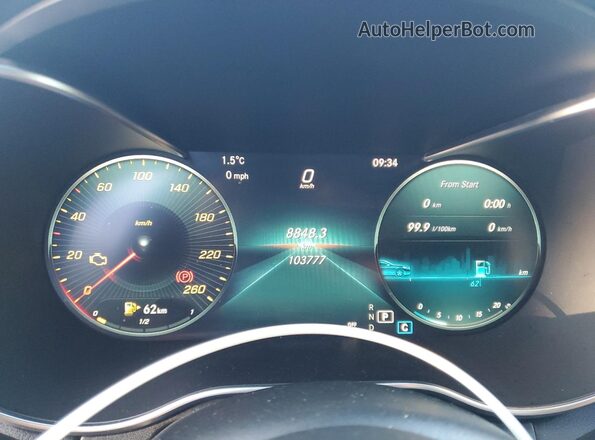 55SWF8EB1KU300876 2019 MERCEDES-BENZ C Blue Vista del cuadro de instrumentos