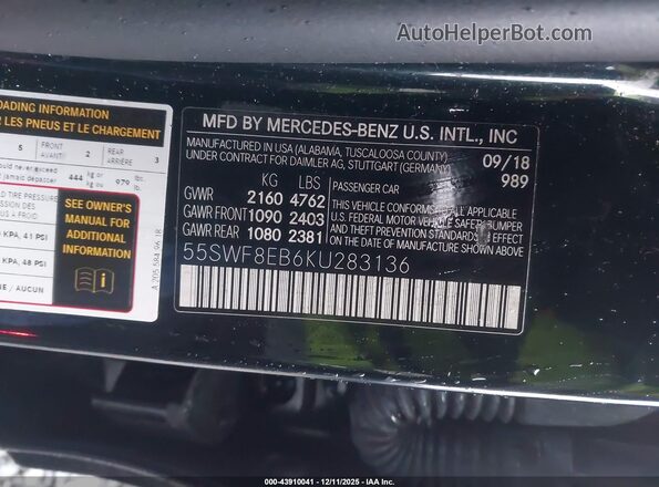 55SWF8EB6KU283136 2019 MERCEDES-BENZ C-CLASS Зеленый Вид подкапотного пространства