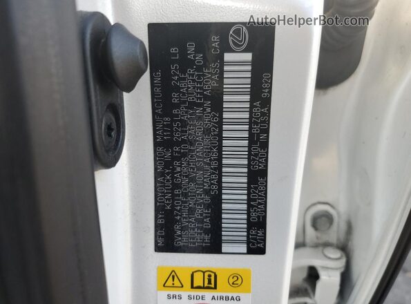 58ABZ1B16KU012762 2019 LEXUS ES Белый Вид подкапотного пространства