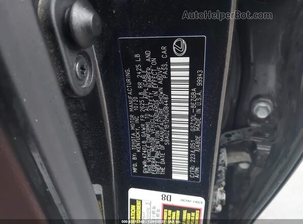 58ADZ1B12MU084487 2021 LEXUS ES 350 Black Вид підкапотного простору