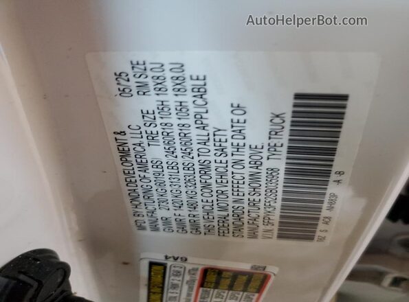 5FPYK3F52SB035958 2025 HONDA RIDGELINE White Vista del compartimento del motor