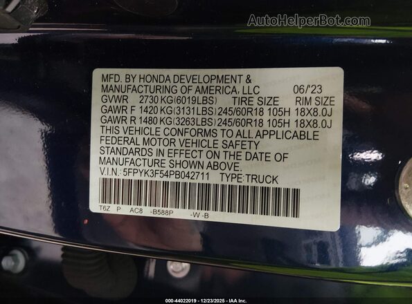 5FPYK3F54PB042711 2023 HONDA RIDGELINE Синий Вид подкапотного пространства