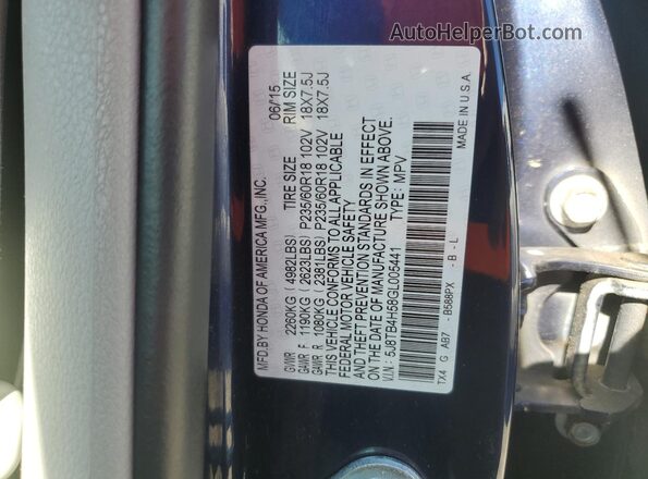 5J8TB4H58GL005441 2016 ACURA RDX Синий Панорамный вид салона 360°