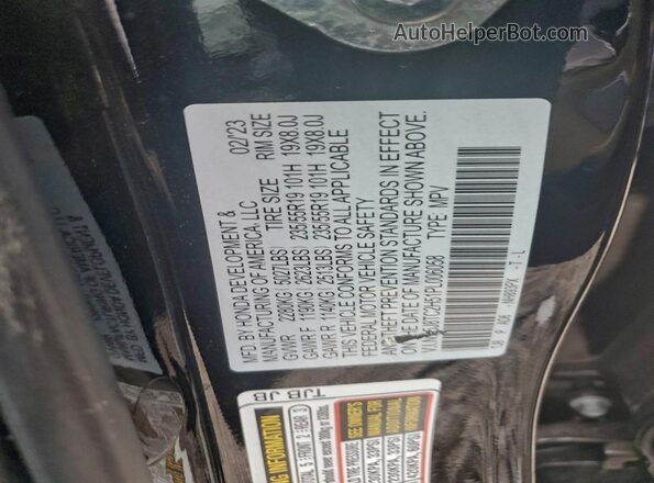 5J8TC2H51PL006058 2023 ACURA RDX Черный Вид наклейки с VIN-кодом
