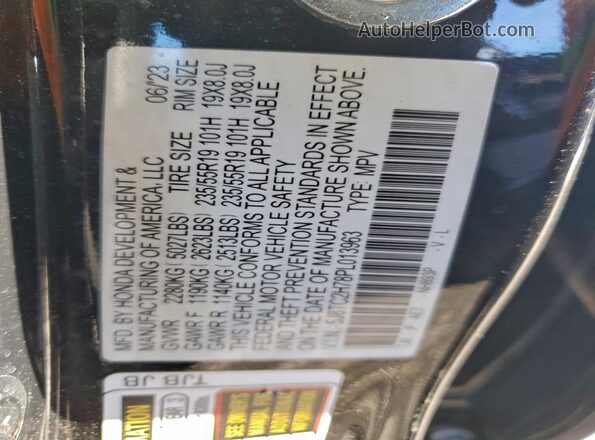 5J8TC2H78PL013963 2023 ACURA RDX Black Vista de la etiqueta del VIN