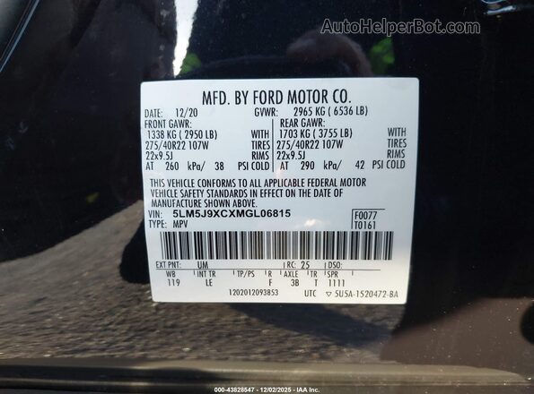 5LM5J9XCXMGL06815 2021 LINCOLN AVIATOR Black Vista del compartimento del motor