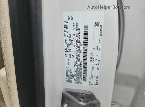 5LMCJ2C99GUJ21363 2016 LINCOLN MKC Белый Вид наклейки с VIN-кодом