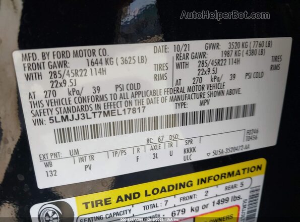 5LMJJ3LT7MEL17817 2021 LINCOLN NAVIGATOR Черный Вид подкапотного пространства
