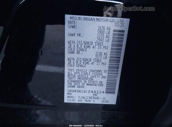 5N1DR3BC1SC244124 2025 NISSAN PATHFINDER Черный Вид подкапотного пространства