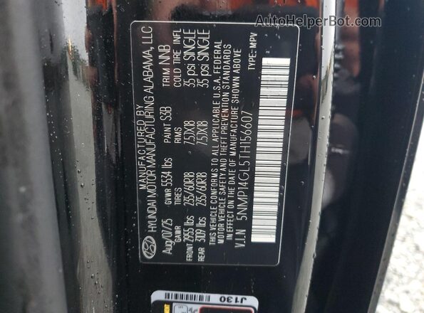 5NMP14GL5TH156607 2026 HYUNDAI SANTA Black Vista de la etiqueta del VIN