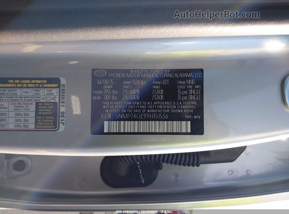 5NMP24GL9TH151536 2026 HYUNDAI SANTA FE Gray Vista del compartimento del motor