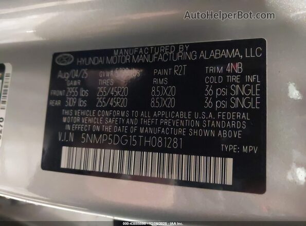 5NMP5DG15TH081281 2026 HYUNDAI SANTA FE HYBRID Gray Vista del compartimento del motor