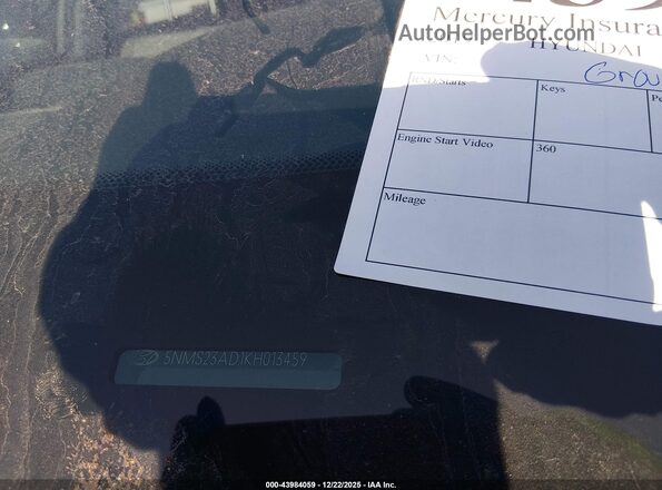 5NMS23AD1KH013459 2019 HYUNDAI SANTA FE Gray Engine compartment view