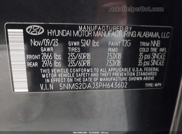 5NMS2DAJ3PH643602 2023 HYUNDAI SANTA FE Gray Вид підкапотного простору