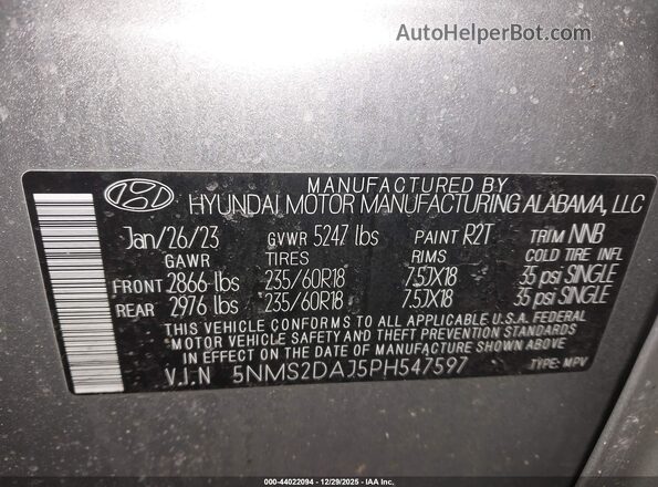 5NMS2DAJ5PH547597 2023 HYUNDAI SANTA FE Silver ძრავის განყოფილების ხედი