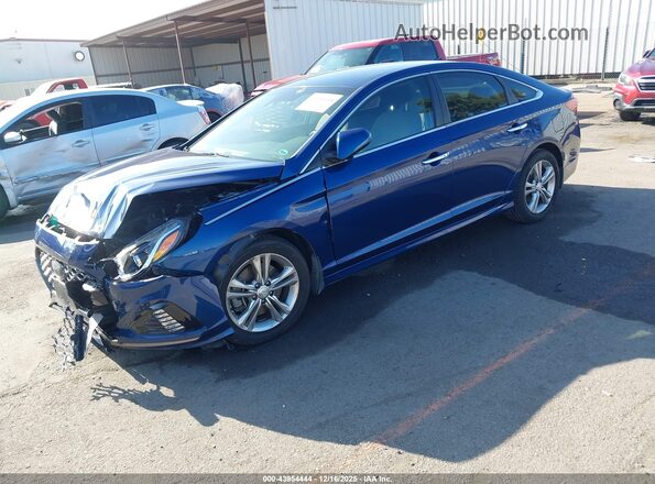 5NPE34AF5JH723256 2018 HYUNDAI SONATA Blue Передня ліва чверть