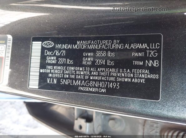 5NPLM4AG8NH071493 2022 HYUNDAI ELANTRA Черный Вид подкапотного пространства