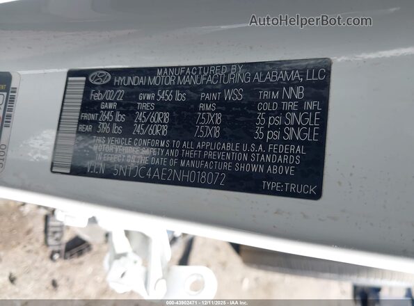 5NTJC4AE2NH018072 2022 HYUNDAI SANTA CRUZ White Вид підкапотного простору
