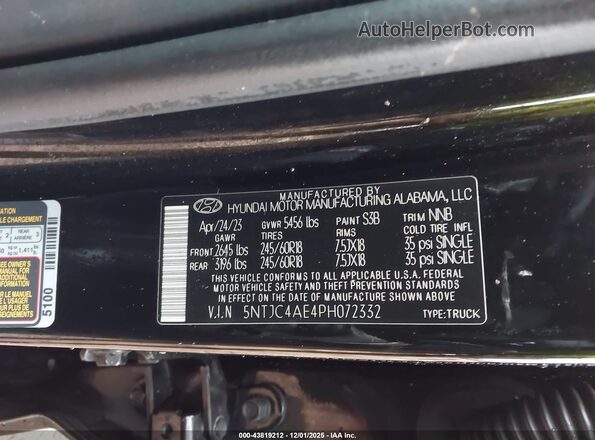 5NTJC4AE4PH072332 2023 HYUNDAI SANTA CRUZ Черный Вид подкапотного пространства
