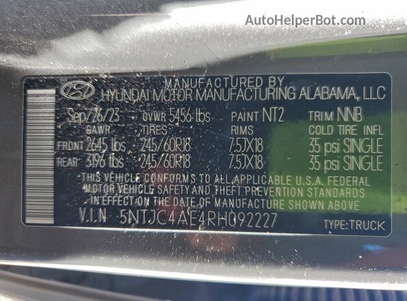 5NTJC4AE4RH092227 2024 HYUNDAI SANTA Gray Вид підкапотного простору