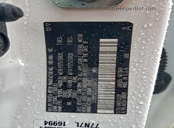 5TDBY5G10JS158737 2018 TOYOTA SEQUOIA Белый Вид наклейки с VIN-кодом