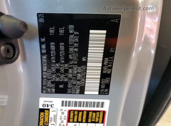 5TDCSKFC7SS217405 2025 TOYOTA SIENNA Gray Widok naklejki z numerem VIN