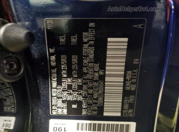 5TDDRKEC7MS004541 2021 TOYOTA SIENNA Синий Вид наклейки с VIN-кодом