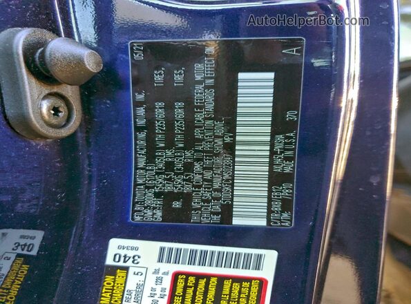 5TDDSKFC1MS023847 2021 TOYOTA SIENNA Синий Панорамный вид салона 360°