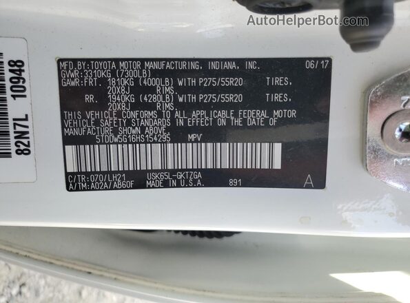 5TDDW5G16HS154295 2017 TOYOTA SEQUOIA White Widok wnętrza 360 stopni