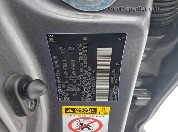 5TDJZRFH1JS557848 2018 TOYOTA HIGHLANDER Gray VIN კოდის სტიკერის ხედი
