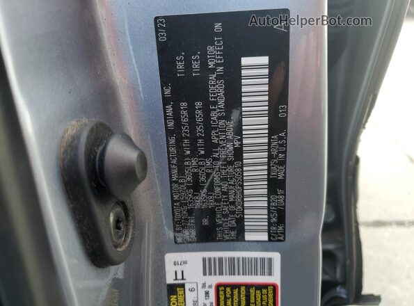 5TDKDRBH0PS505810 2023 TOYOTA HIGHLANDER Синий Вид наклейки с VIN-кодом